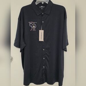 Vansport Disney World 50th Anniversary Navy Button Up Shirt Short Sleeve 2XL